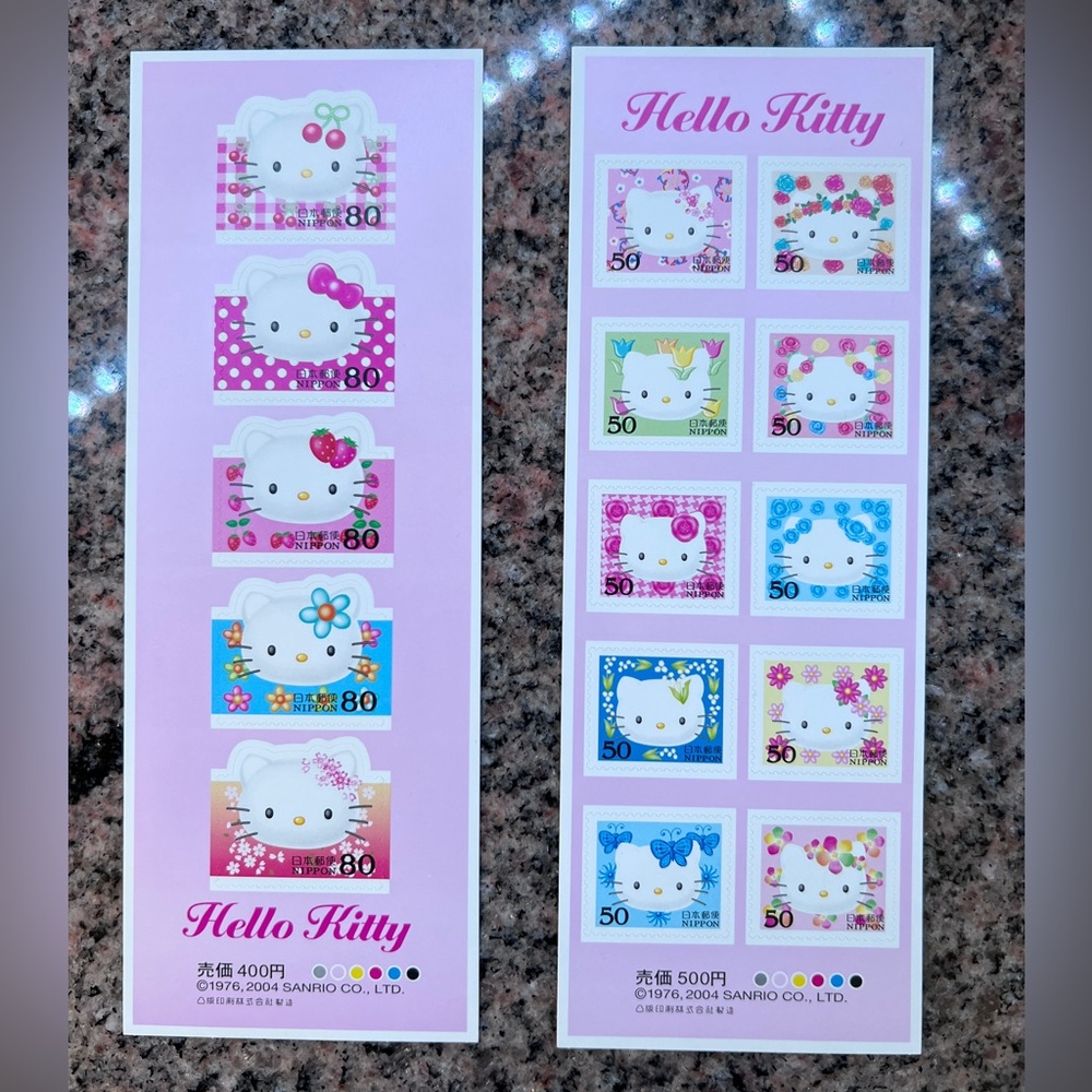Sanrio Hello Kitty Pink and Blue Stamp Set Japan Post